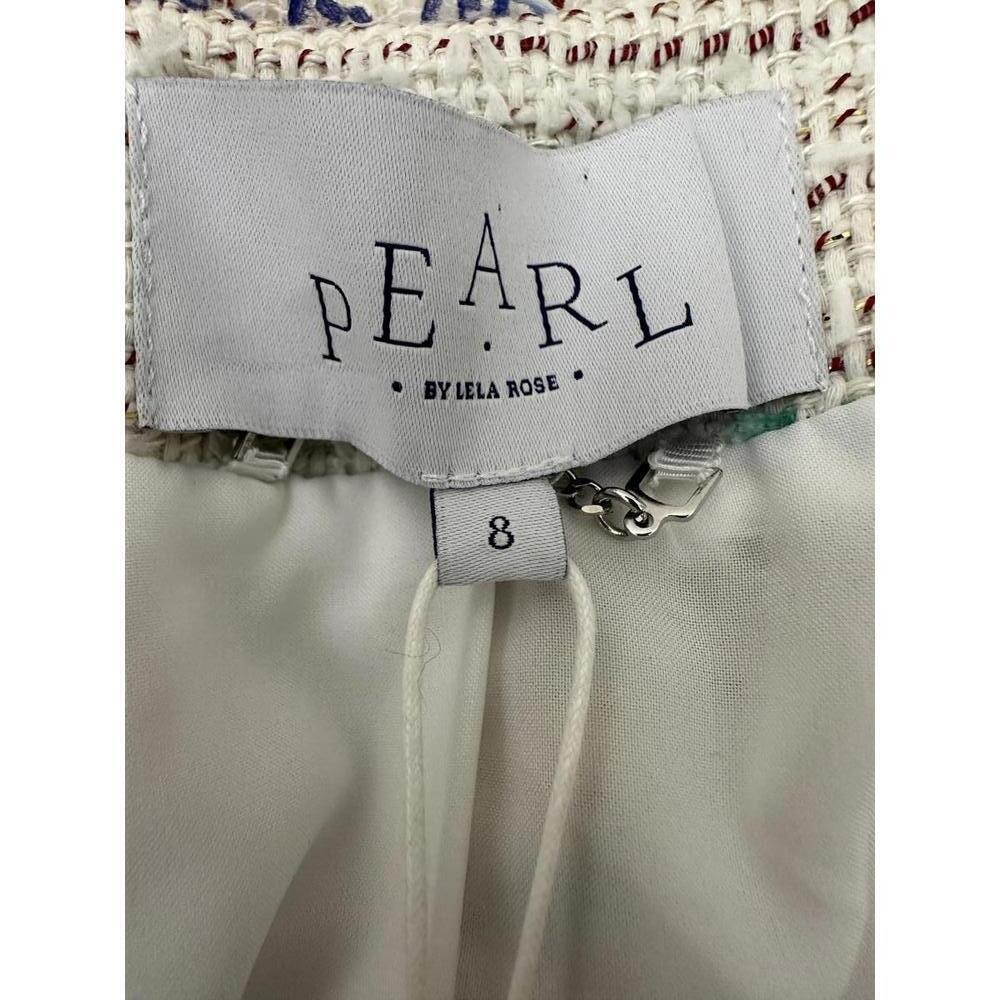 New Pearl By Lela Rose Sz 8 Tweed Blazer Jacket Fringe Trim Chic Preppy Classic - Picture 4 of 8